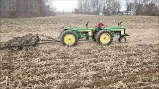 TANDEM HITCHED 720 DIESEL TRACTORS PULLING A 9 SHANK DISK CHISEL MORAN FARMS RUSHVILLE IN [upl. by Lowrie821]