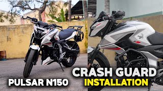 Pulsar N150  Crash Guard  Installation  HT Exhaust  HiTech Engineering [upl. by Athenian]