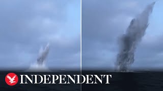 Deepwater bomb explodes underwater off Denmark coast [upl. by Trotter]