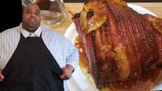 Honey Mustard Glazed HAM Recipe  How to Glaze a Spiral Ham in the oven [upl. by Enilrad]