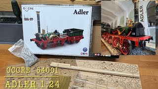 🚂 Adler 124 OCCRE 54001 Holzmodell Bausatz Unboxing erste Eisenbahn in Deutschland Nürnberg Modell [upl. by Llenral945]