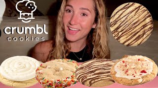 ASMR CRUMBL COOKIES mukbang and review  nilla bean cupcake cake batter blondie hazelnut sea salt [upl. by Annoynek]