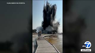 Tourists run for safety after surprise eruption in Yellowstone [upl. by Vieva]