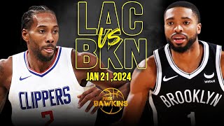 Los Angeles Clippers vs Brooklyn Nets Full Game Highlights  January 21 2024  FreeDawkins [upl. by Skillern]