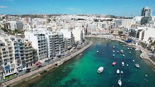 St Julians Bay Malta Drone Footage with Contemporary Violin Soundtrack [upl. by Vharat]