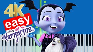 Vampirina Theme Song Slow Easy Beginner Piano Tutorial [upl. by Arodoet]