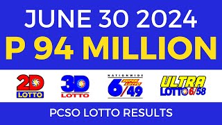 Lotto Result Today 9pm June 30 2024  PCSO Complete [upl. by Karlow91]