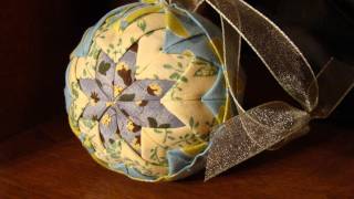 Quilted Christmas Ornament No Sew  Folded Fabric Balls [upl. by Ruon744]