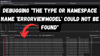 Fix quotThe type or namespace name ErrorViewModel could not be foundquot in Visual Studio [upl. by Vasili683]