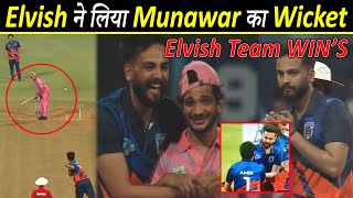 Elvish Yadav Takes Munawar Faruqui Wicket  Elvish Yadav Team BEATS Munawar Faruqui Team by 5 Runs [upl. by Swarts]