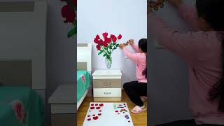 Rose vase selfadhesive stickers can be used to decorate the monotonous bedside table👍 [upl. by Yelkao434]