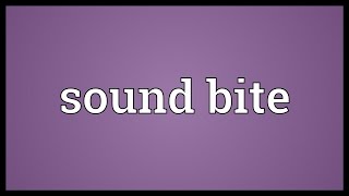 Sound bite Meaning [upl. by Hpotsirhc]