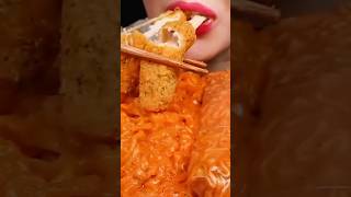 HONEY LIP ASMR ATE CHEESEY CARBO NOODLES bigbitemukbang eatingsounds asmr shorts noodles [upl. by Kaitlynn]