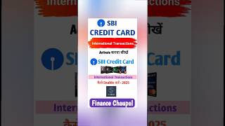 SBI Credit Card International Transaction Activation  SBI Card Internation Usage Activation [upl. by Monetta599]