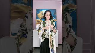 How to Tie a Silk Shawls  SUNXZZ Elegant Pattern Silk Shawl [upl. by Assilanna]