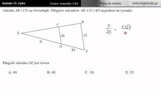 13 Matura z matematyki  zadanie treningowe  twierdzenie Talesa [upl. by Billi]