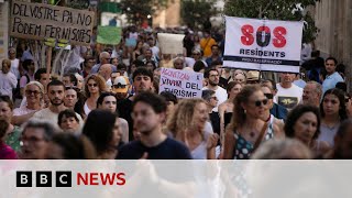 Thousands take part in antitourism protests on Spanish island of Majorca  BBC News [upl. by Gwendolen992]