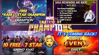 MCOC  DONT MISS THIS EVENT 🤔 A FREE 7 STAR  DAILY SUPER EVENT AND SO MUCH MORE 😲‼️ [upl. by Lorre604]