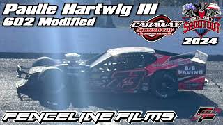 Paulie Hartwig III 602 Modified Caraway Speedway North South Shootout 2024 [upl. by Lacsap]