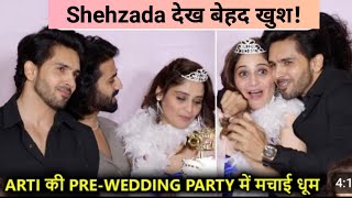 Shehzada Dhami In Crazy Avatar Poses Happily At Arti Singh Bridal Shower [upl. by Nalahs]