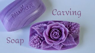 SOAP CARVING  Soap Flower  Relaxing to Make and See [upl. by Lehcim]