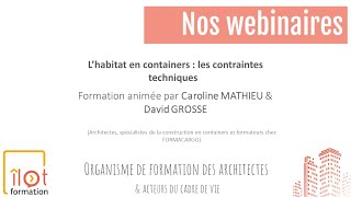 Lhabitat en container  les contraintes techniques [upl. by Leod]