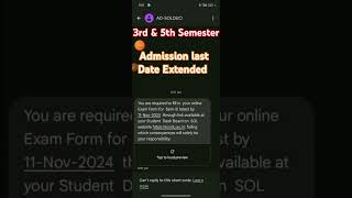 3rd and 5th semester big update admission last date extended 2024 l latest updates dusol [upl. by Winton244]