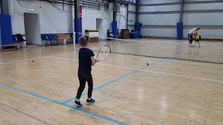 Learning tennis 5 years old  Indoor session [upl. by Kassia]