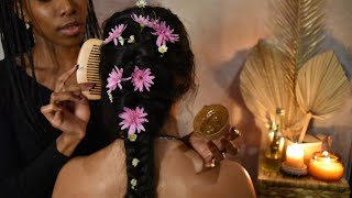 ASMR EXTREMELY Relaxing Hair Treatment Hair Style Neck amp Shoulders Oil Massage Aloe GEL Scalp [upl. by Animsaj]