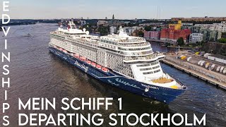 MEIN SCHIFF 1 Departing Stockholm Drone [upl. by Ennasirk]