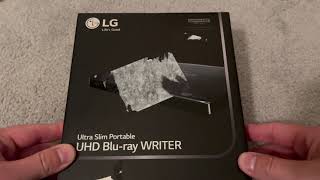 Unboxing the LG Ultra Slim Portable UHD 4KBlurayDVDRW Drive [upl. by Sorvats567]