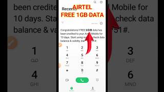 How to get 1GB free data on Airtel  Airtel free data  Airtel free net Airtel free data codeshort [upl. by Dinerman394]