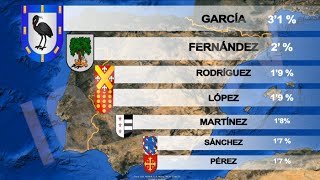 Dónde están los apellidos más comunes en España  Most common last names in Spain IGEOTV [upl. by Yuria]