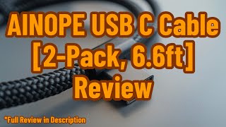 AINOPE USB C Cable 2Pack 66ft 31A Type C Charger Fast Charging Right Angle Review [upl. by Kaufman924]