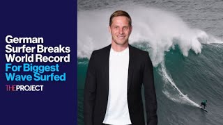 German Surfer Breaks World Record For Biggest Wave Surfed [upl. by Newra323]