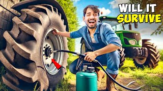 Tractor Tube Air Pressure Test  ट्रैक्टर ट्यूब में भरी हद से ज्यादा हवा फ़िर हुआ धमाल [upl. by Htiderem]