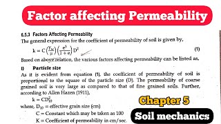 Permeability  Factor affecting Permeability  Soil Mechanics  Chapter 5 [upl. by Edieh]