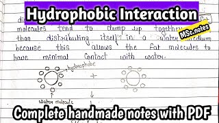 Hydrophobic Interaction  surface chemistry  detail hand made notes  KanhaiyaPatel [upl. by Airdnazxela505]