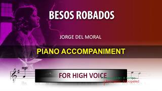 Besos Robados  Karaoke piano  Jorge Del Moral  High voice [upl. by Amian]