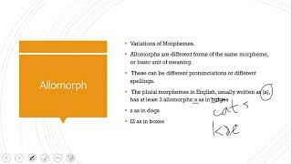 Morphology Morph Morpheme  Allomorph And Zero Morph [upl. by Sivolc]