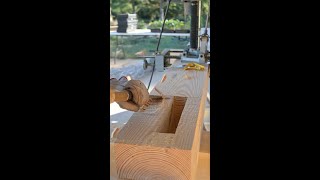 Mortising a timber frame barn post real time explanation timber frame mortise layout amp cutting [upl. by Vallery]