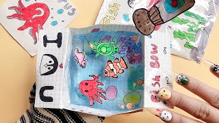 🐾Paper DIY🐾 Fish bowl🐟 Blind bag Asmr Rasing Fish  Swimming paper How to make a Paper Fish Bowl [upl. by Ientruoc]