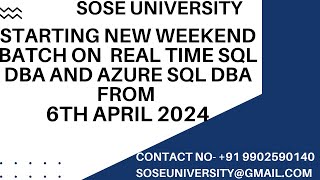 Starting New Weekend Batch on MS Sql DBA Azure SqlDBA from 6th April 2024  Contact 91 9902590140 [upl. by Eicul]