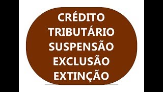 CRÉDITO TRIBUTÁRIO  SUSPENSÃO EXCLUSÃO E EXTINÇÃO [upl. by Wolfgang]