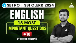 SBI POClerk 2024  English 15 Most Important Questions 10  By Parth Krishan [upl. by Irakab]