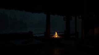 🌲🌧️Serene Forest Haven Gentle Rain amp Warm Fireplace for Deep Relaxation🔥🌙 [upl. by Lacsap]