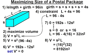 Calculus 1 MaxMin Problems 16 of 30 Maximizing Size of a Postage Package [upl. by Reiko]