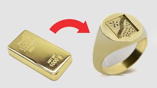 how to make a gold signet ring  custom family crest ring [upl. by Jadda]