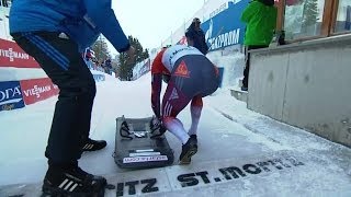 IBSF  Mens Skeleton World Cup 20132014  St Moritz Heat 1 Race 1 [upl. by Elyag]