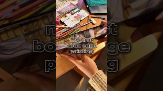 Painting book edges with me how to paint book fanart on book edges booktok artandcraft [upl. by Ecnav]